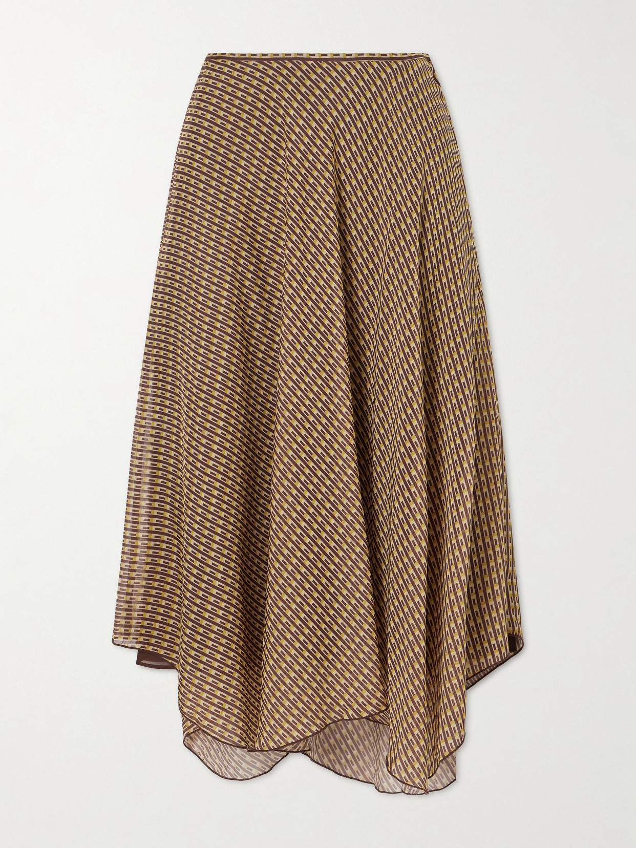 SIR. - Cooper Asymmetric Printed Chiffon Maxi Skirt - Brown | NET-A-PORTER (US)