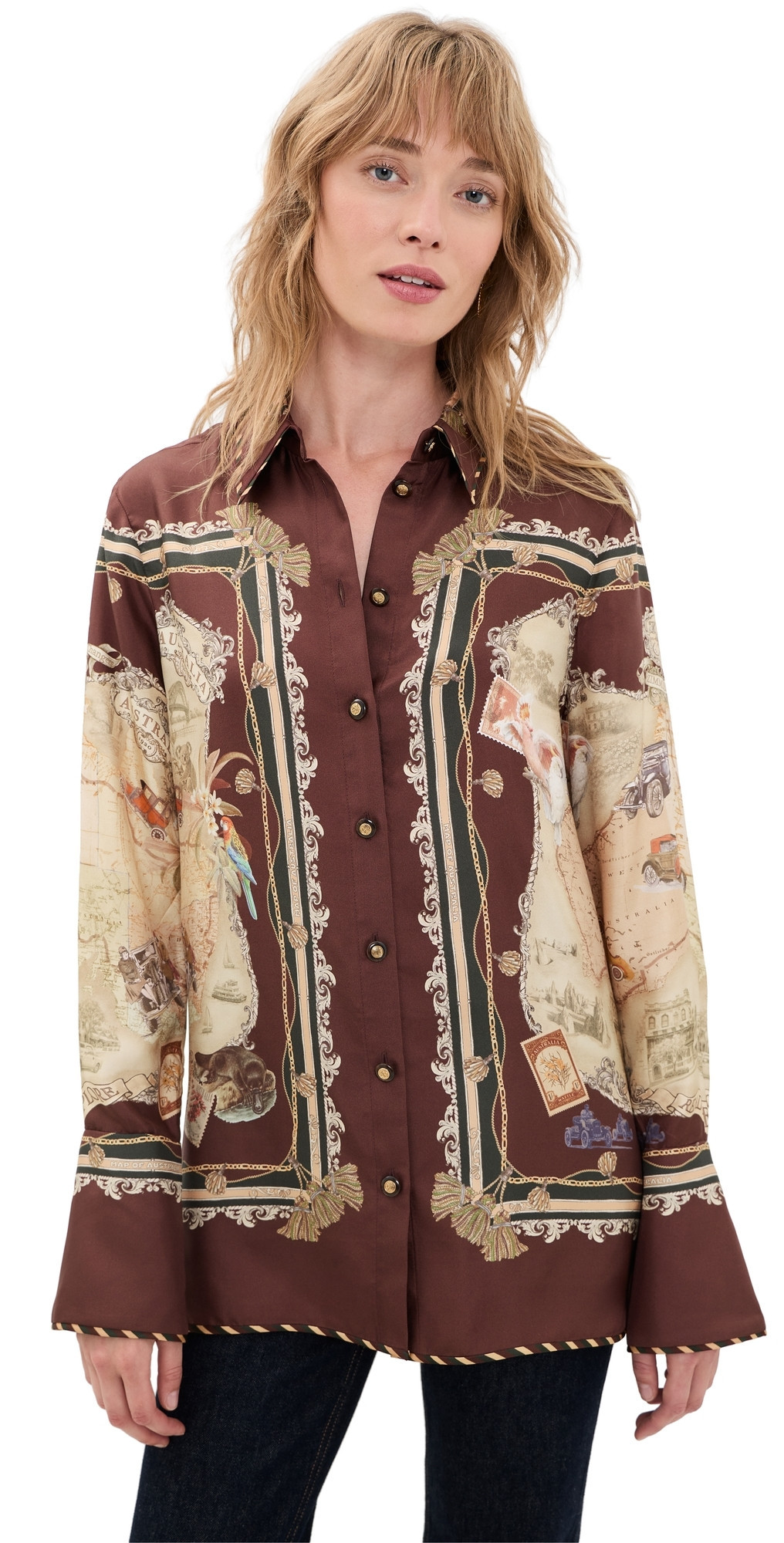 Zimmermann Valiant Twill Shirt Plum Scarf 0 | Shopbop