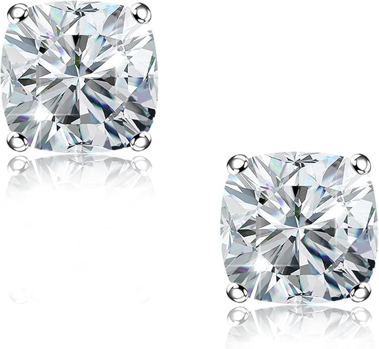 "STUNNING FLAME" Trillion-cut/Cushion-cut/Emerald-cut/Marquise-cut ... 18K White Gold Plated Ster... | Amazon (US)