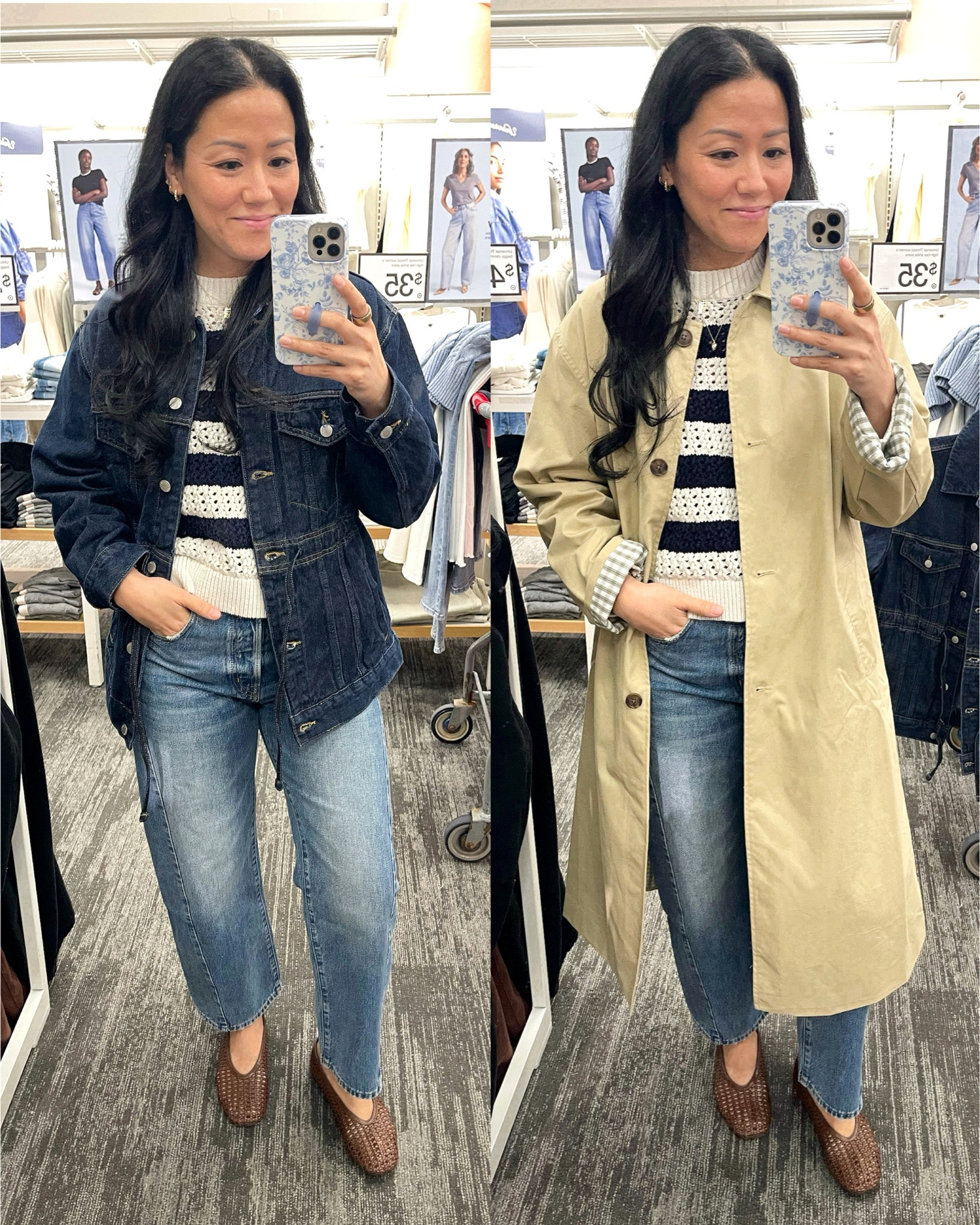 Photo 1
Size XS denim jacket
Size small trench (XS would fit best)
Size 26 jeans
Sized down in flats 

Photo 2
Size small white top
Size medium pink top
Size small shorts (not online yet)

Photo 3
Size 4 black pants
Size small dress 

Photo 4
Size small knit tank
Size small brown lace shorts
Size small green shorts (not online yet)

Photo 5
6 petite white kick flare (souls prefer regular length); size up in these as they run small
4 in wide leg jeans (not online yet)

Photo 6
Left- size small tee
Size 6 shorts (size up)
Right- medium tee (prefer this more relaxed fit)
Size small shorts

Photo 7
Left to right 
Size small (cream), size medium (green), size large (blue)
Size 26 jeans

Photo 8
Size 6 80’s mid rise slim ankle jeans (size up)
Size 4 highest rise vintage slim jeans (a bit of gapping in waist but wouldn’t want to size down)


#LTKOver40 #LTKSeasonal #LTKSaleAlert