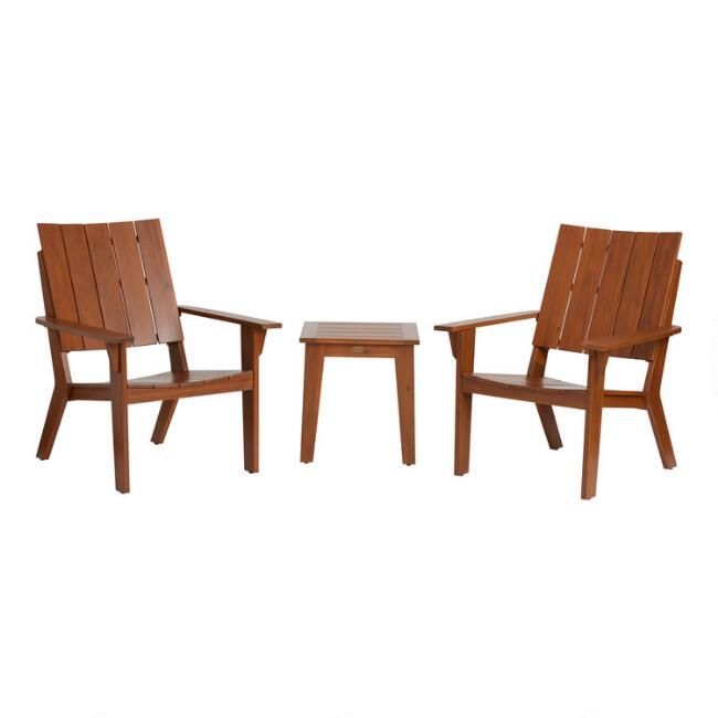Larissa Acacia Wood 3 Piece Outdoor Furniture Set | World Market