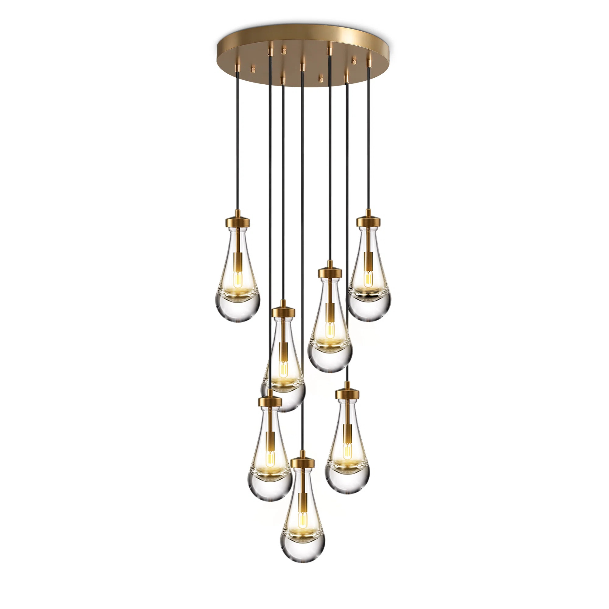 7-Lights Raindrop Solid Thick Glass Pendant light | Wayfair North America
