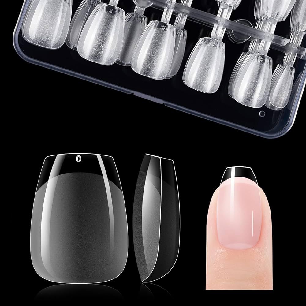 Gelike ec Short Coffin Nail Tips: XS Soft Gel Tips Coffin Shaped Full Cover Gel X Nails Pre Etche... | Amazon (US)