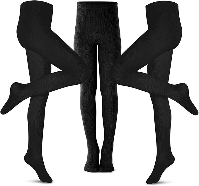 Girls Tights Toddler Cable Knit Cotton Footed Seamless Dance Ballet Baby Girls' Leggings 3/4 Pack | Amazon (US)