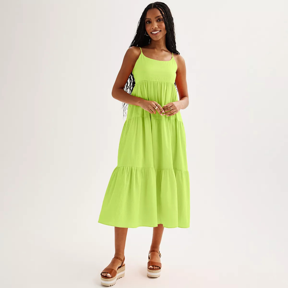 Juniors' SO® Bow Accent Tiered Midi Dress | Kohl's