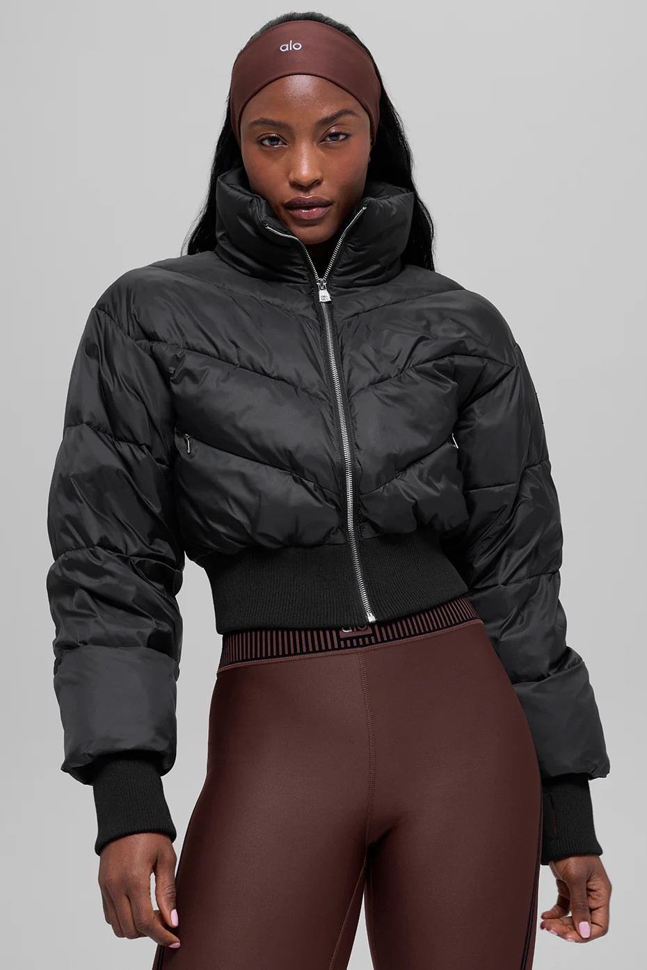 ALO | Cropped Atmosphere Puffer Jacket in Black, Size: Large | Alo Yoga (US)