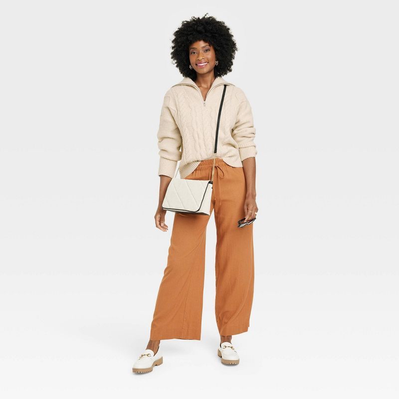 Women&#39;s Quarter Zip Sweater - A New Day&#8482; Cream L | Target