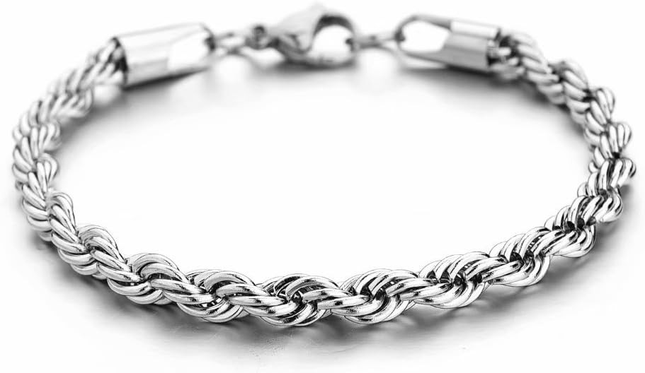 HolyFast Twist Chain Necklace - Stainless Steel Rope Jewelry for Men & Women | Amazon (US)