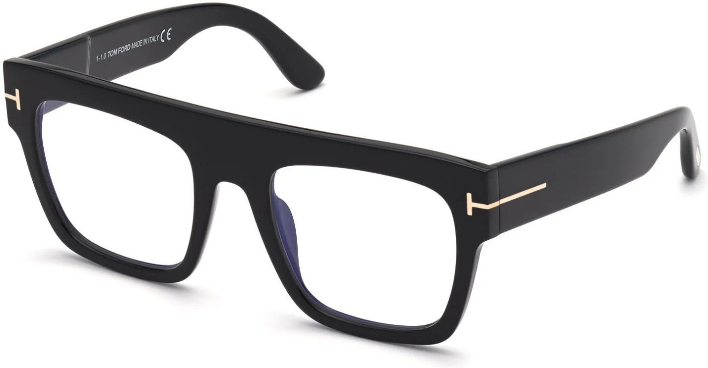 Tom Ford Renee 0847 Eyeglasses 001 - Shiny Black / Blue Block Lenses (Fw20 Adv) Women Square | Designer Optics