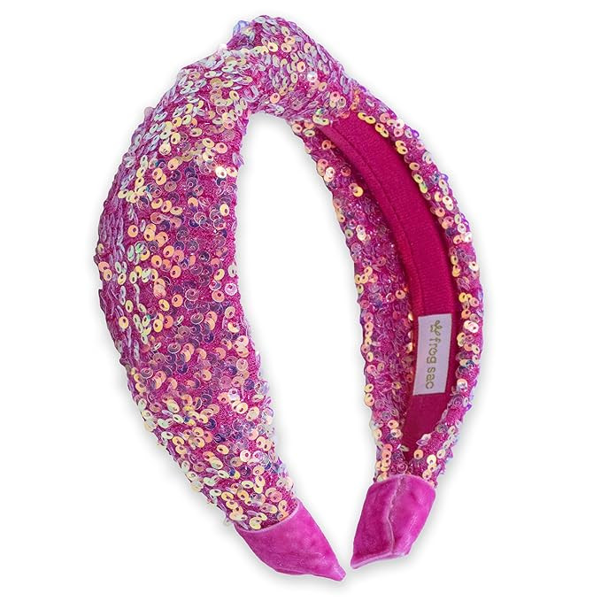 FROG SAC Sequin Knot Headband for Girls, Pink Knotted Hair Bands Accessories for Kids, Sparkly Ir... | Amazon (US)