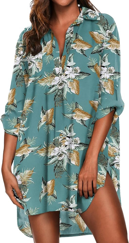 Ekouaer Women's Swimsuit Beach Cover Up Shirt Bikini Beachwear Bathing Suit Beach Dress | Amazon (US)