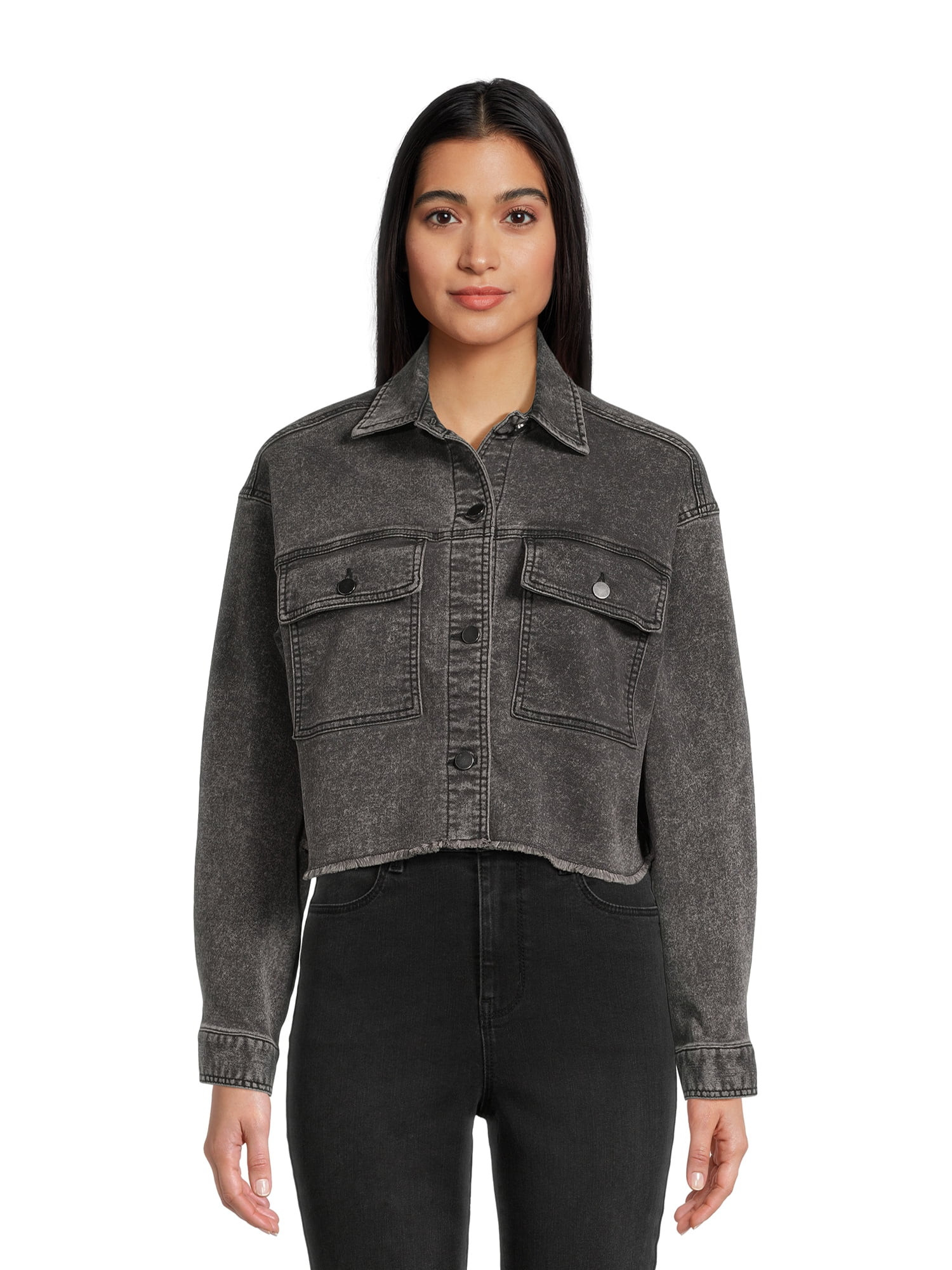 No Boundaries Juniors’ Cropped Shacket, Sizes XS-XXXL | Walmart (US)