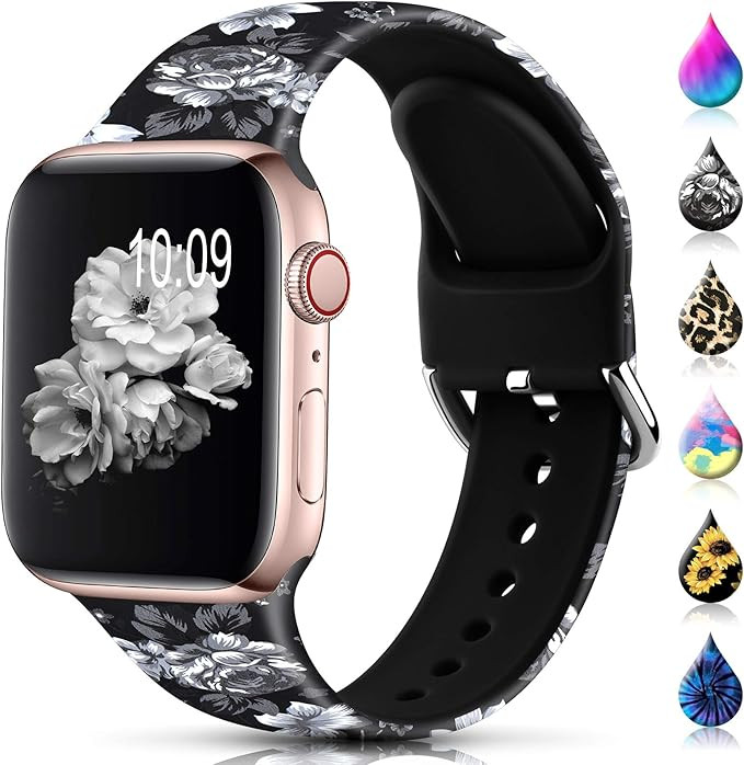 Sport Band Compatible with Apple Watch Bands 38mm 40mm 41mm 42mm 44mm 45mm for Women Men,Floral S... | Amazon (US)