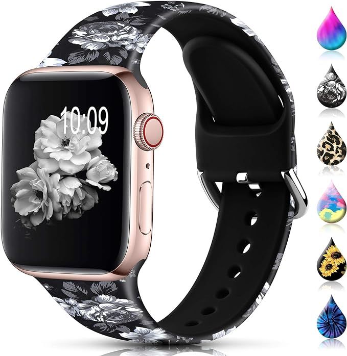 Sport Band Compatible with Apple Watch Bands 38mm 40mm 41mm 42mm 44mm 45mm for Women Men,Floral S... | Amazon (US)