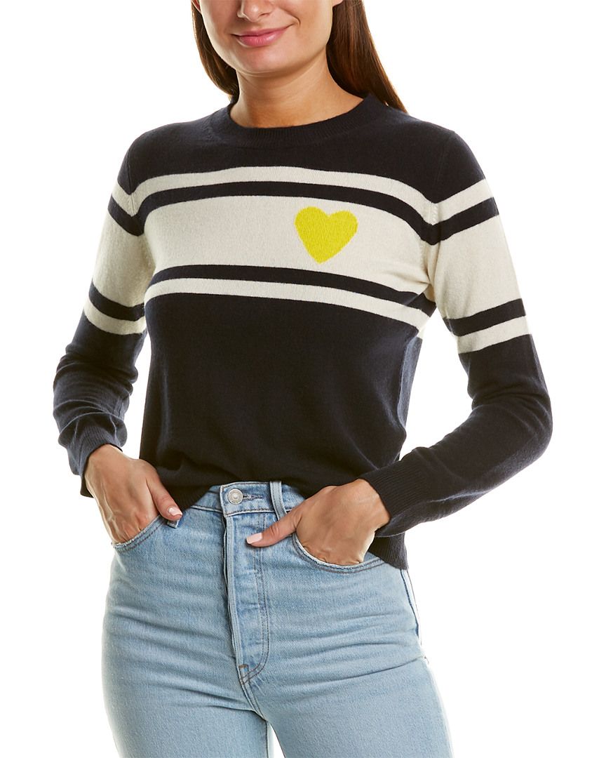 Chinti & Parker Heart Stripe Cashmere & Wool-Blend Sweater | Ruelala