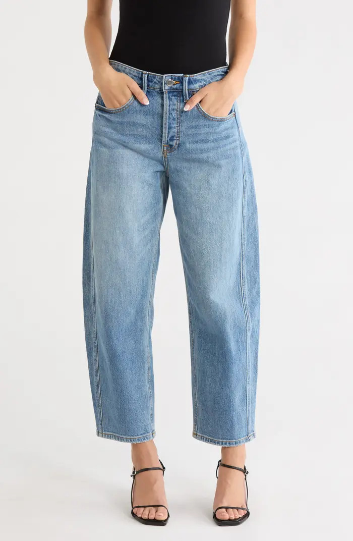 Good American High Waist Ankle Barrel Jeans | Nordstrom | Nordstrom
