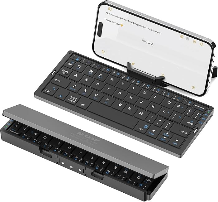 SIKAI CASE Foldable Bluetooth Keyboard with Magnetic Stand,Aluminum Alloy Mini Quiet Folding Port... | Amazon (US)