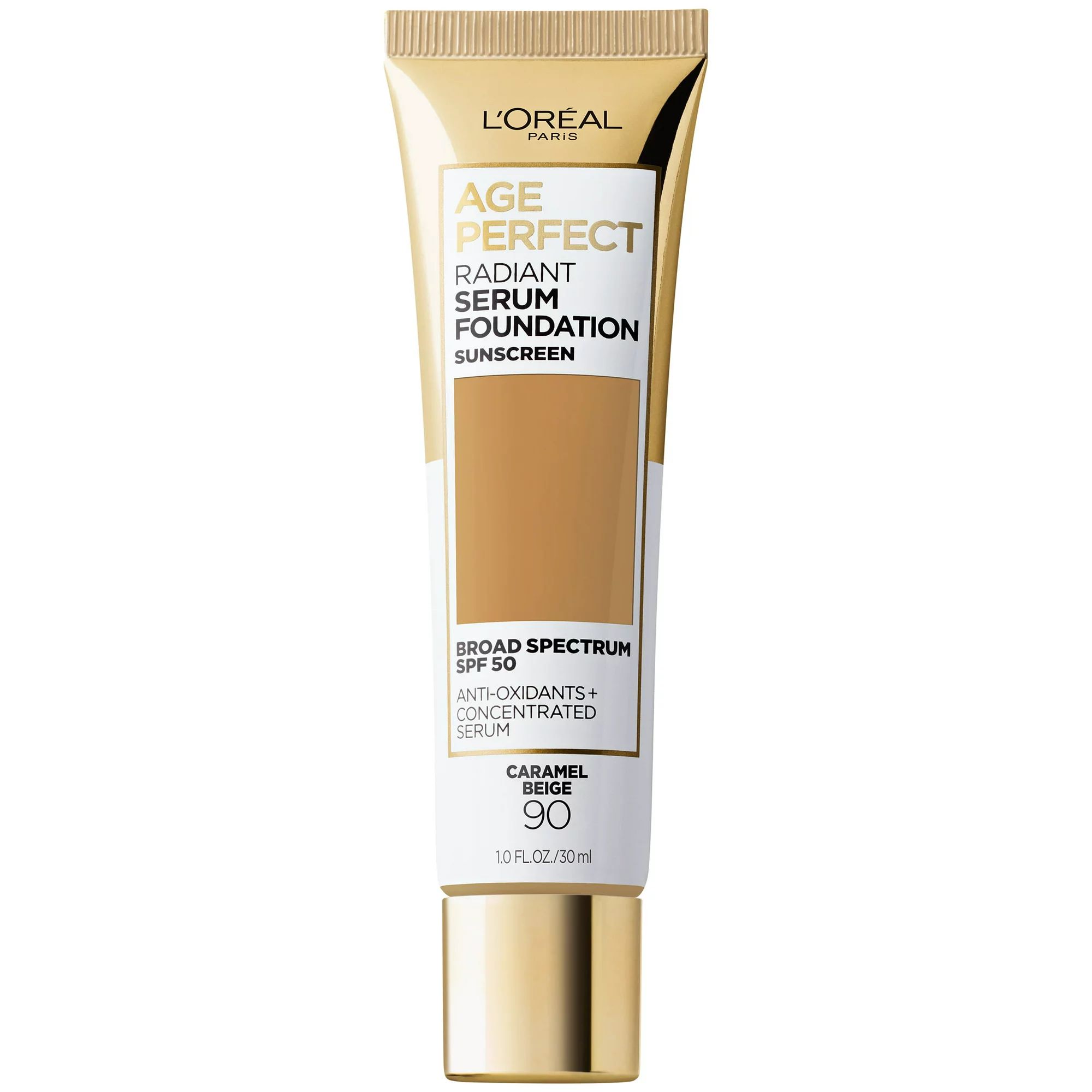L'Oreal Paris Age Perfect Radiant Serum Foundation Makeup, 90 Caramel Beige, 1 fl oz | Walmart (US)