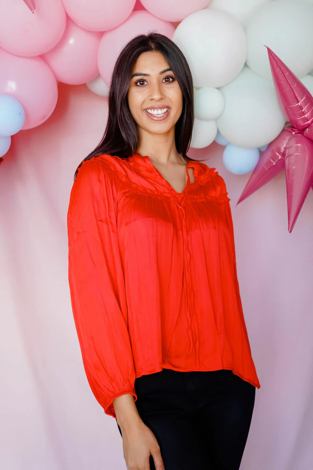 Sweet Nothing Ruffle Satin Blouse | Dress & Dwell