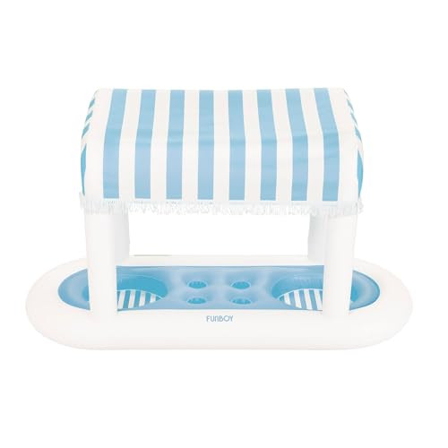 FUNBOY Giant Floating Light Blue Cabana Stripe Drink Station, Removable Fabric Shade with Fringe, Perfect for Parties, Table-Top Decorations and in-Pool Refreshments. | Amazon (US)