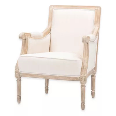 Baxton Studio Chavanon Linen Traditional French Accent Chair in Light Beige | Bed Bath & Beyond | Bed Bath & Beyond