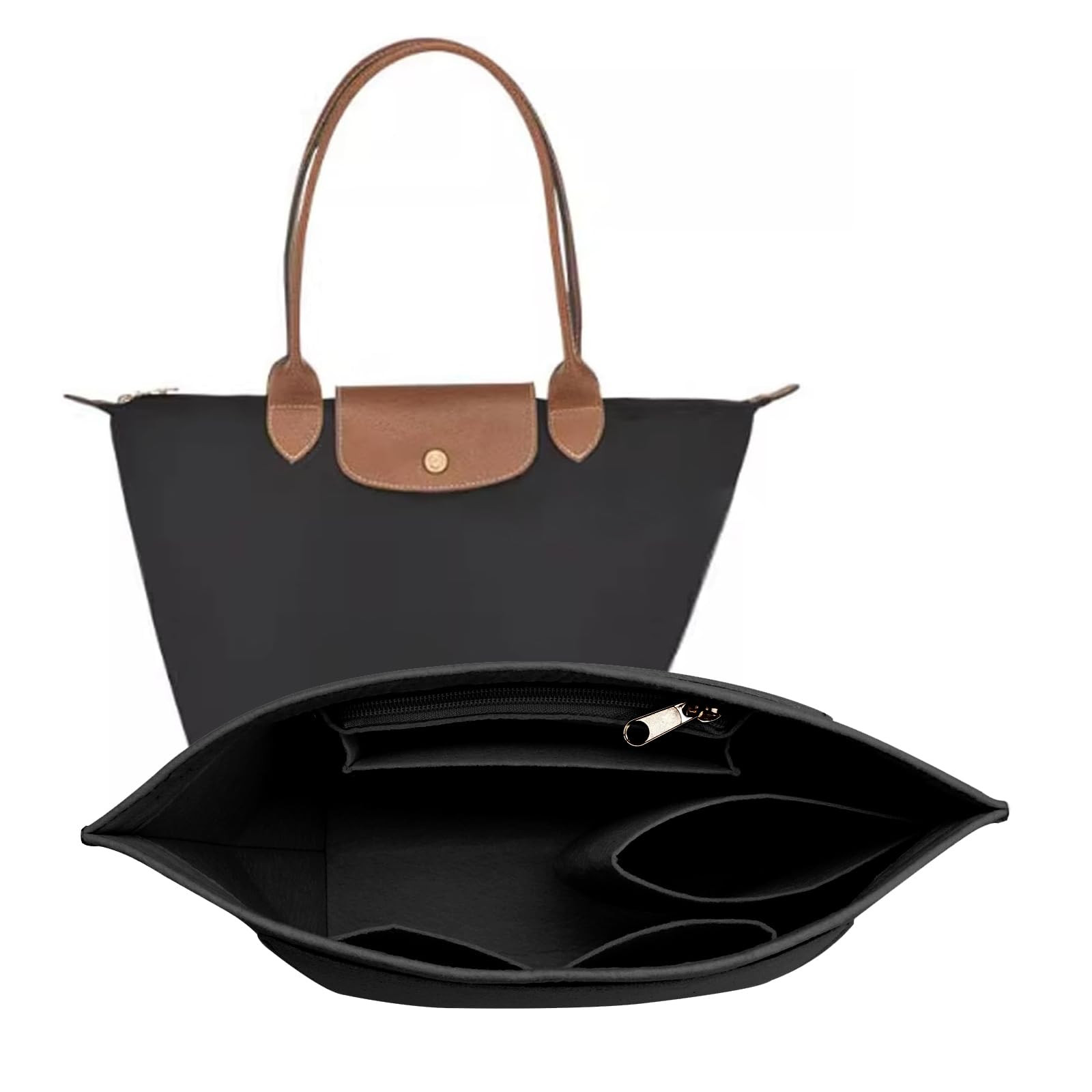 Felt Purse Organizer Insert for Longchamp Le Pliage M Handbag Insert (Medium, Black) | Amazon (US)