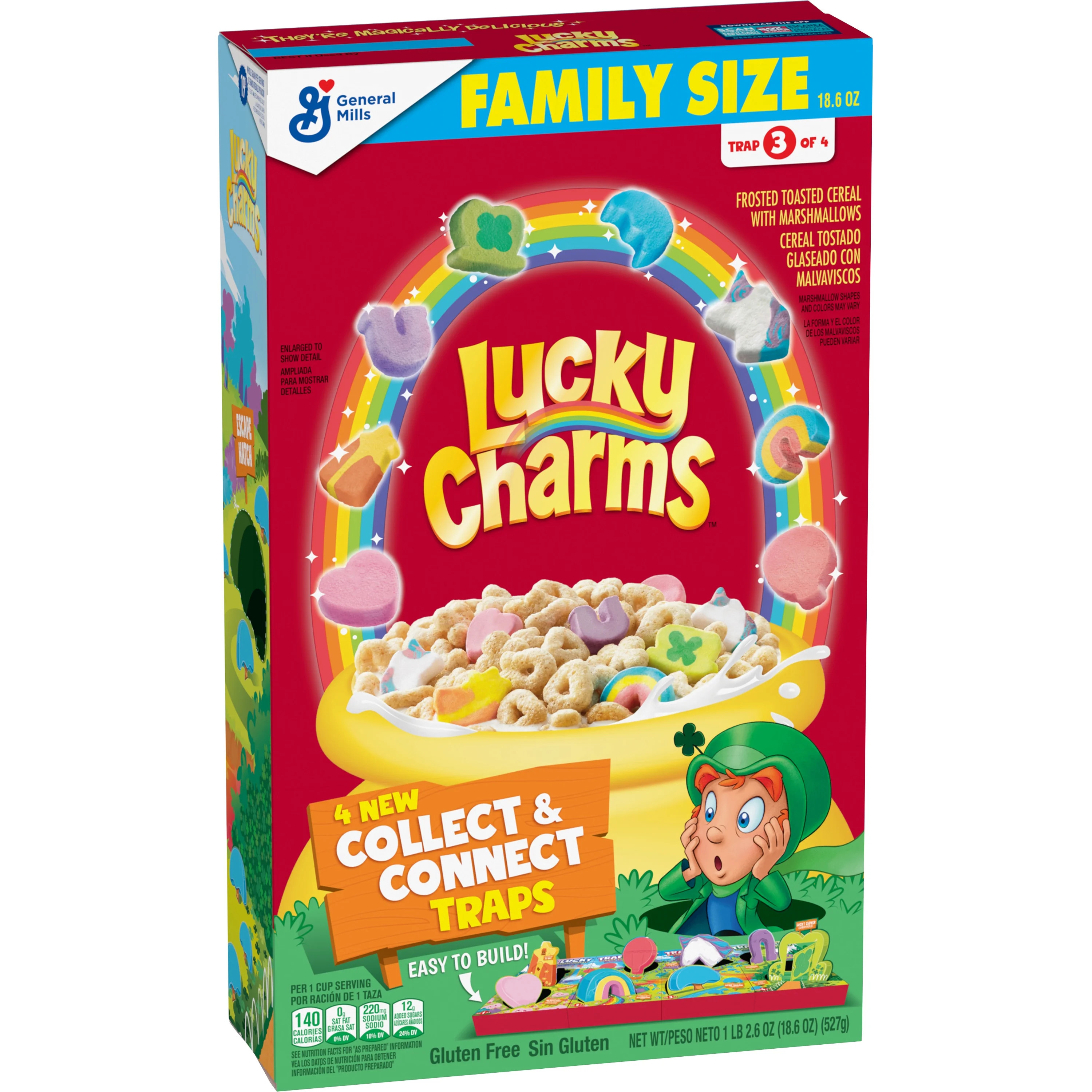 Lucky Charms Cereal with Marshmallows, with Leprechaun Trap, Family Size, 18.6 oz | Walmart (US)