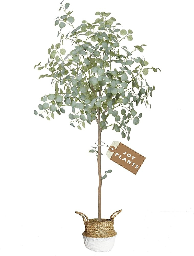 Joyplants Artificial Eucalyptus Tree 6ft Tall, Modern Fake Silver Dollar Leaves Plastic Plants fo... | Amazon (US)