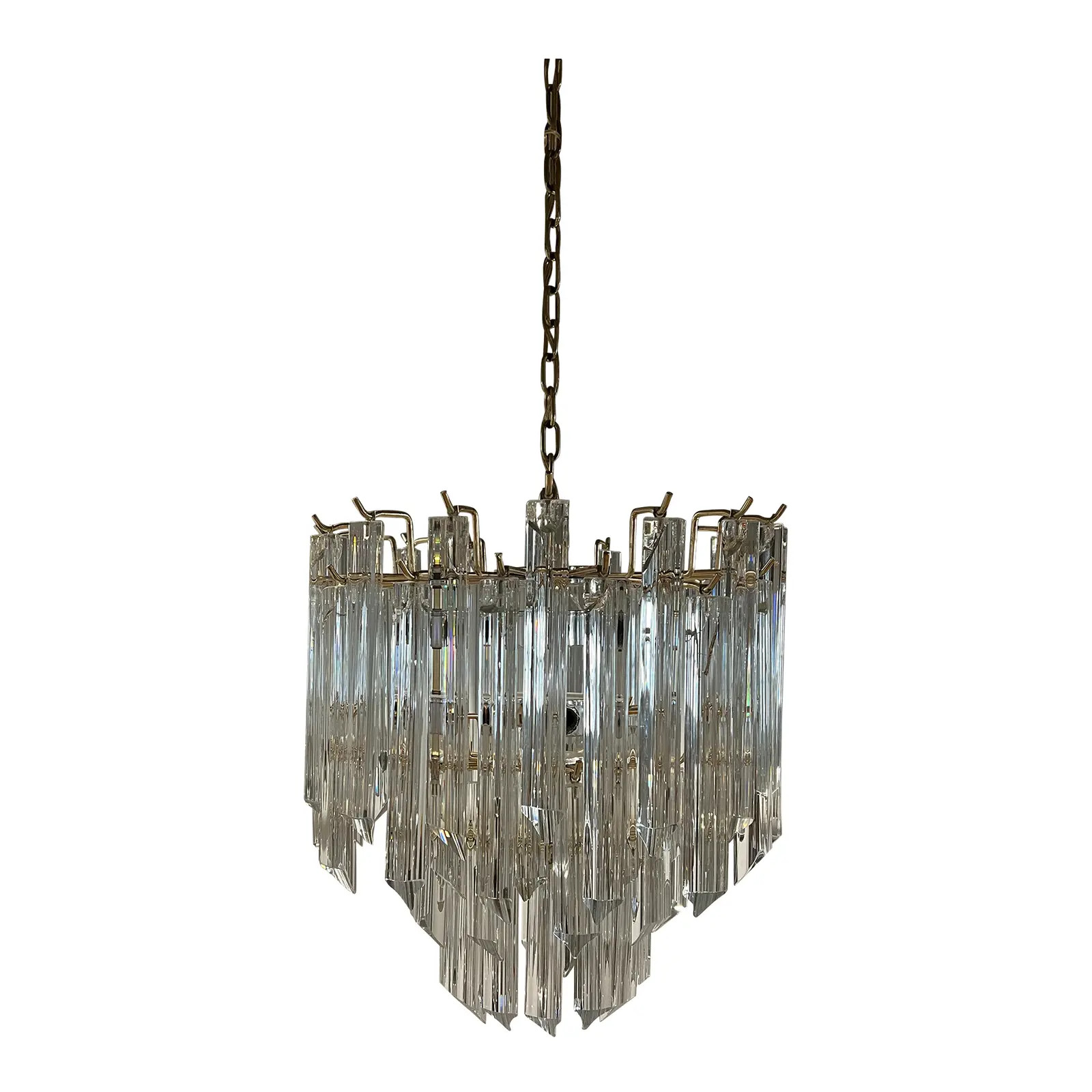 Vintage Venini Murano Triedri Glass Prism Chandelier | Chairish