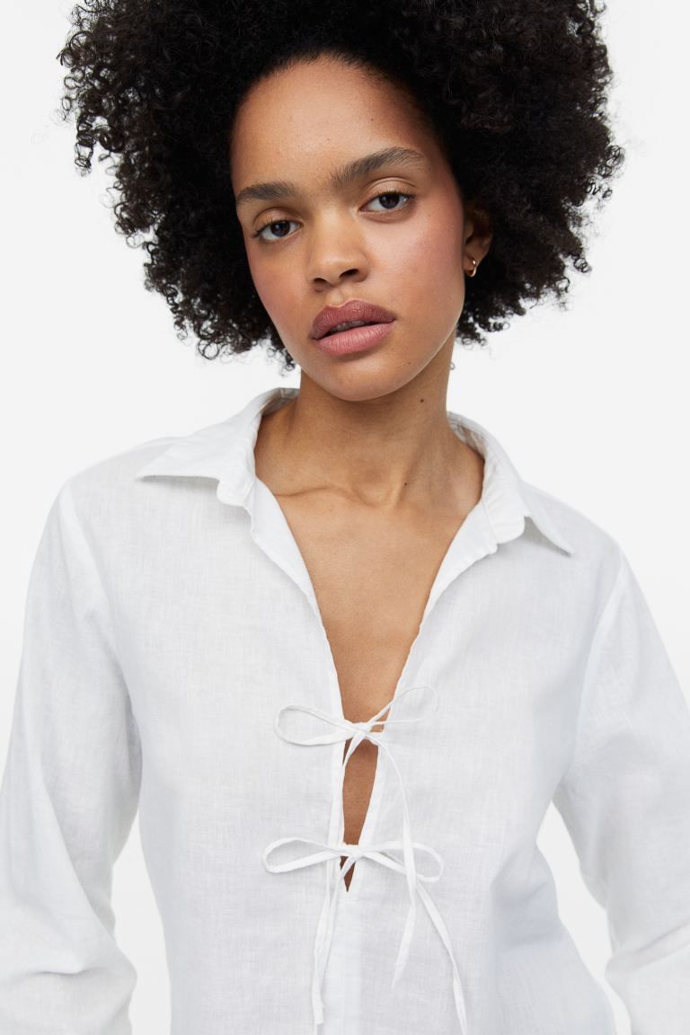 Linen-blend Pullover Shirt | H&M (US)