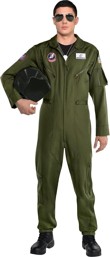 Amazon.com: Party City Top Gun: Maverick Flight Costume for Men, Halloween, Olive Green, Standard... | Amazon (US)