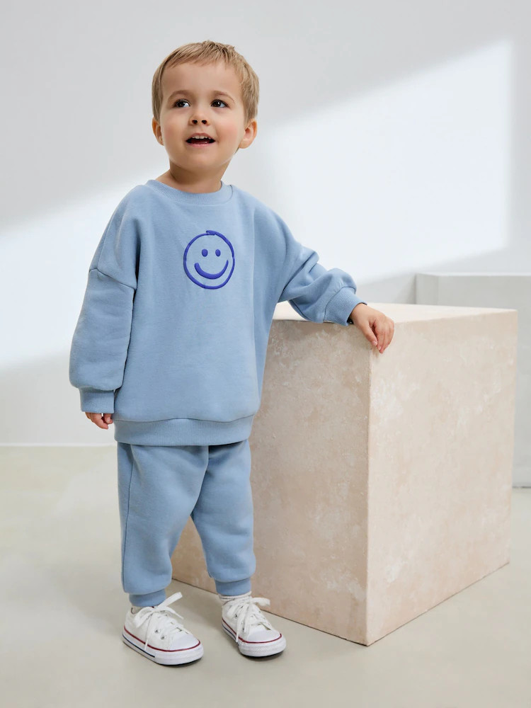 Light Blue Single Printed Crew Neck Sweat Top & Joggers Set (3mths-7yrs) | Next US