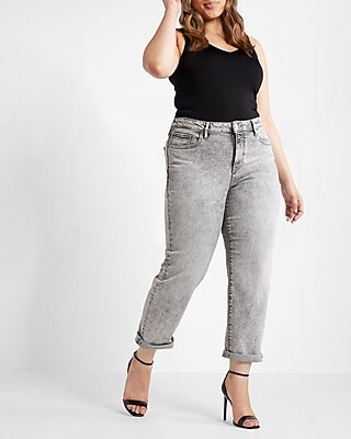 Mid Rise Gray Boyfriend Jeans | Express