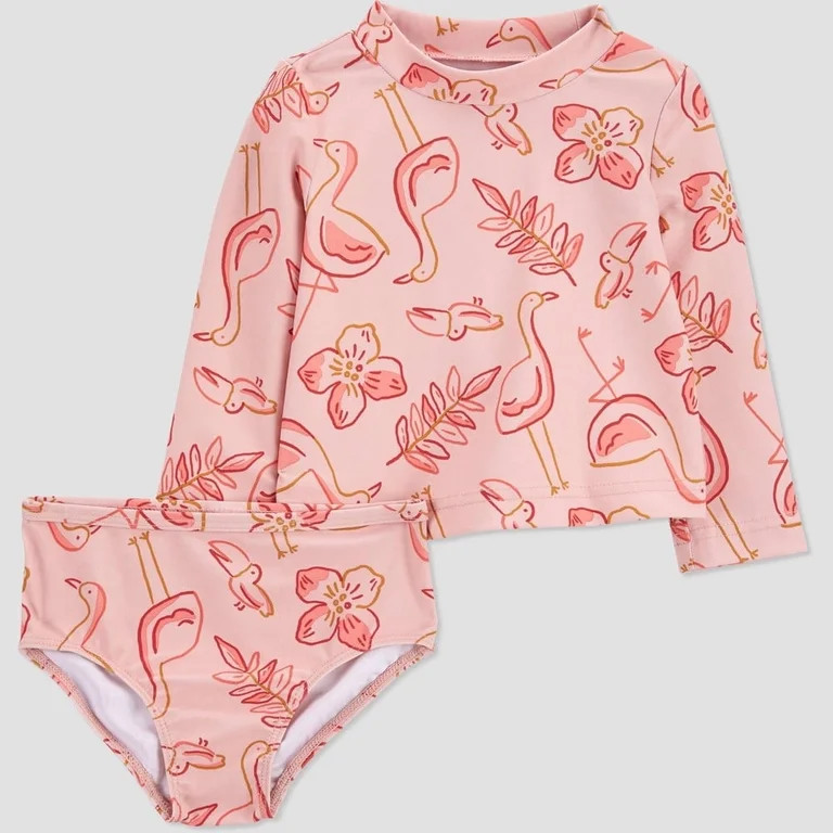 Carter's Just One You® Baby Girls' 2pc Flamingo Rash Guard Set - Pink 9M | Walmart (US)