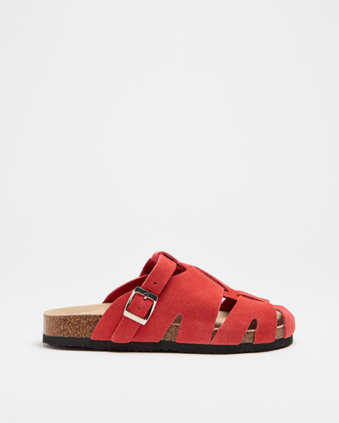 Womens Caged Leather Moulded Cork Sandal - Nita - Red | Target AU
