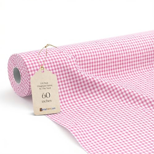 1/8 Inch Pink Gingham Fabric by The Yard – 60" Wide Polyester Cotton Blend, Lightweight Checked Gingham Material for Sewing, Quilting, Crafts, Table Cloth, Clothing, Bags & Home Décor | Amazon (US)