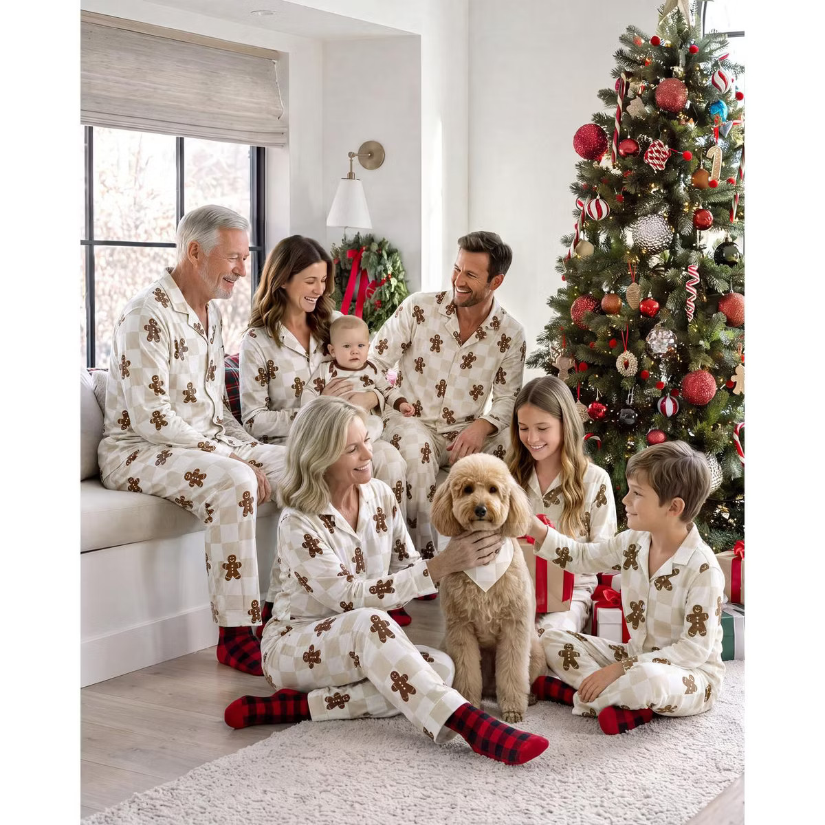 PatPat Family Matching Christmas Gingerbread Pajama Set \u2013 Long-Sleeve Button-Down Top and Pa... | Target