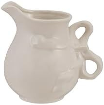 Creative Co-Op 32-Ounce Stoneware Pitcher with Bow-Shaped Handle, White | Amazon (US)