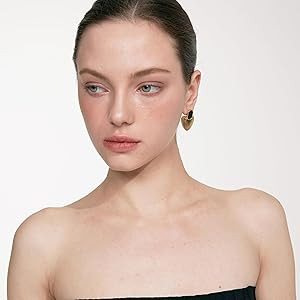 Black/White/Red/Green/Pink/Beige gold earrings for women-24K Gold Plated Heart Statement Earrings... | Amazon (US)