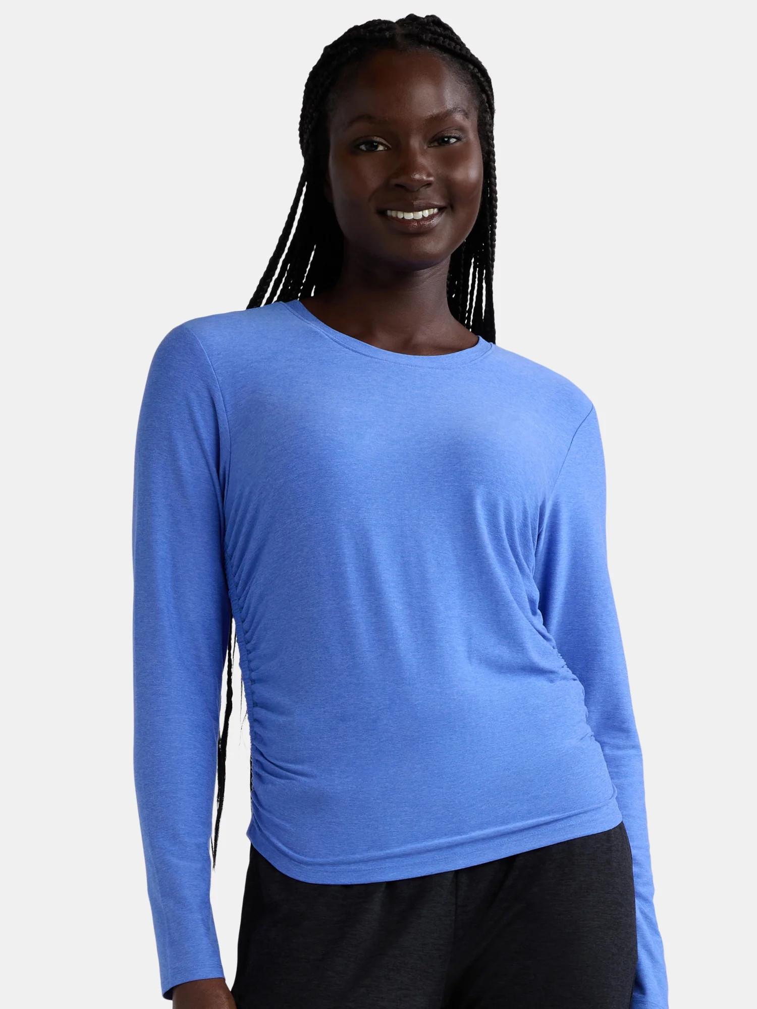 Athletic Works Women's and Women's Plus ButterCore Ruched Performance Tee with Long Sleeves, Size... | Walmart (US)