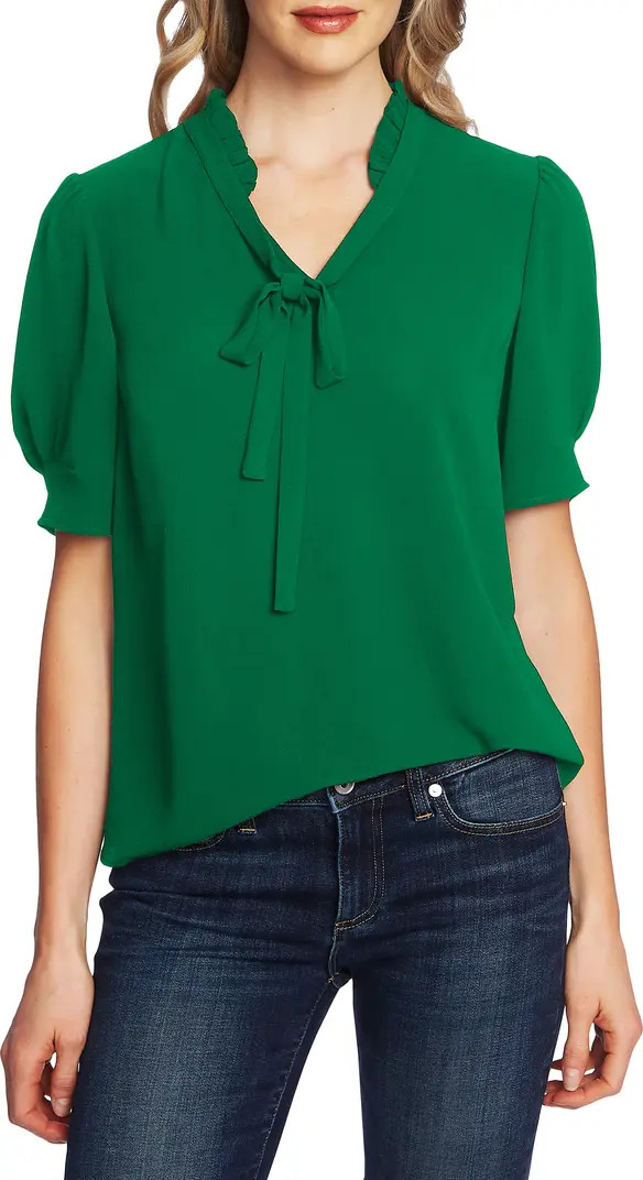 CeCe Ruffle Tie Neck Top | Nordstrom | Nordstrom