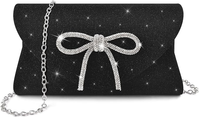 PACETAP Bow Evening Bag Sparkly Clutch Purses for Women, Glitter Dressy Clutch Bags for Wedding P... | Amazon (US)