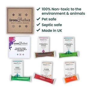 Details about   Plastic Free Water Soluble Cleaning Sachets x5 - Iron & Velvet Antibacterial ... | eBay UK
