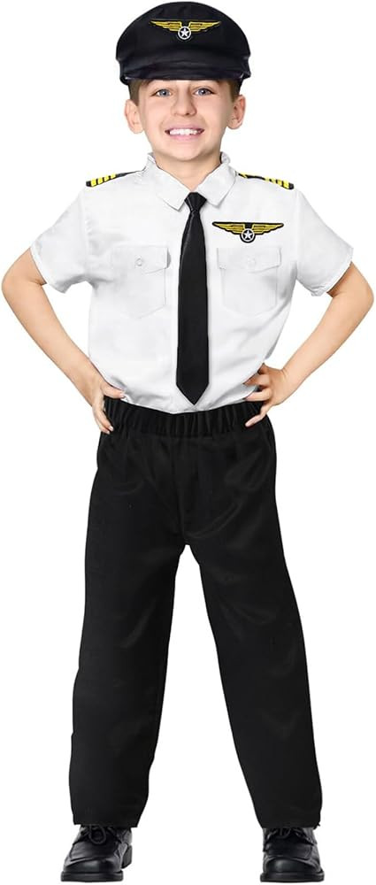 Boys Kids Pilot Halloween Costume Airline Captain Uniform Party Dress Up Birthday | Amazon (US)