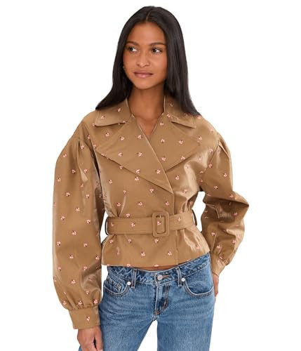 Avec Les Filles Womens Cropped Belted Trench Coat Bronze/Pink LG One Size | Amazon (US)