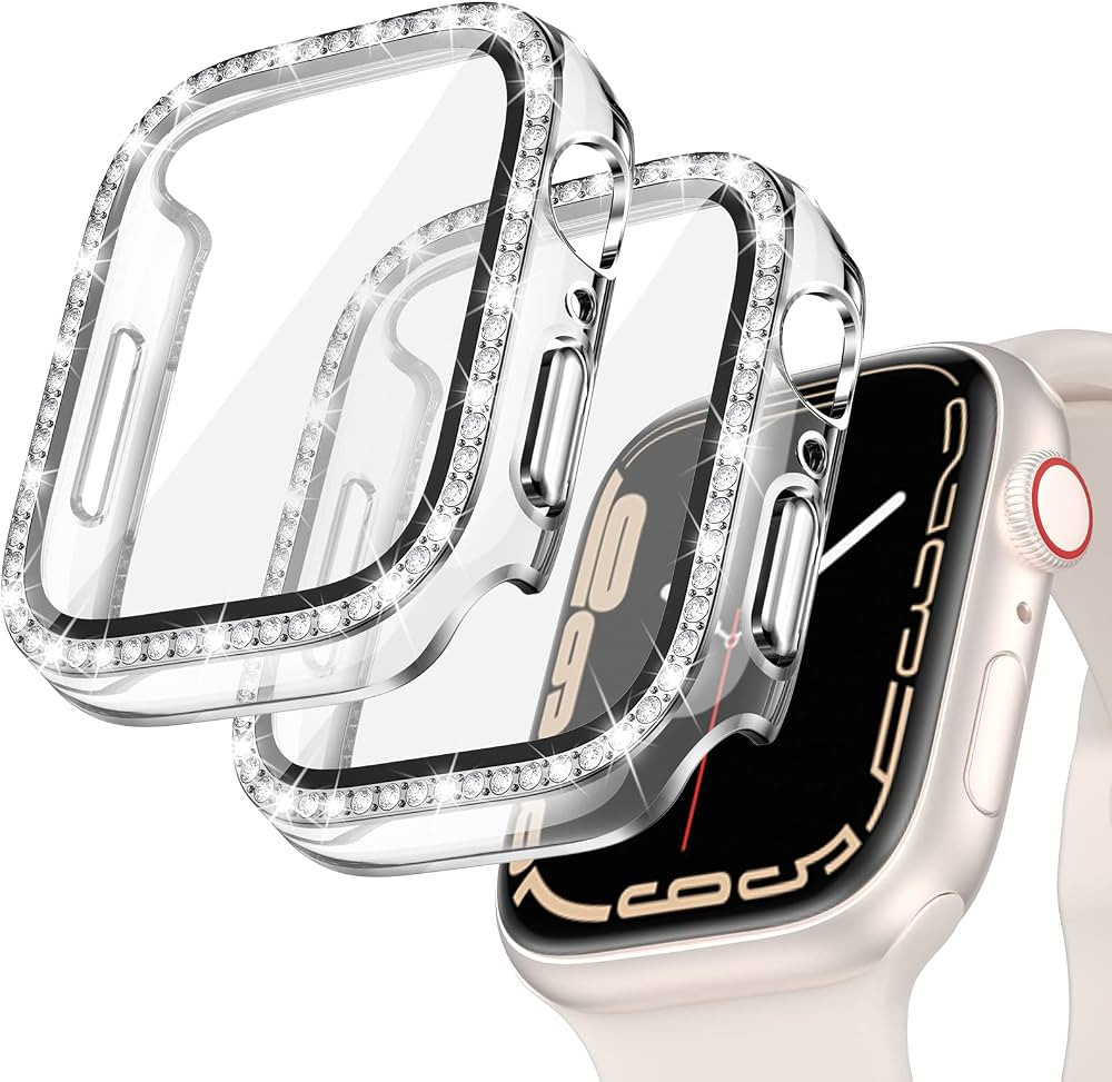 Goton 2 Pack Bling Screen Protector Case for Apple Watch Series 9 8 7 41mm with Tempered Glass, W... | Amazon (US)