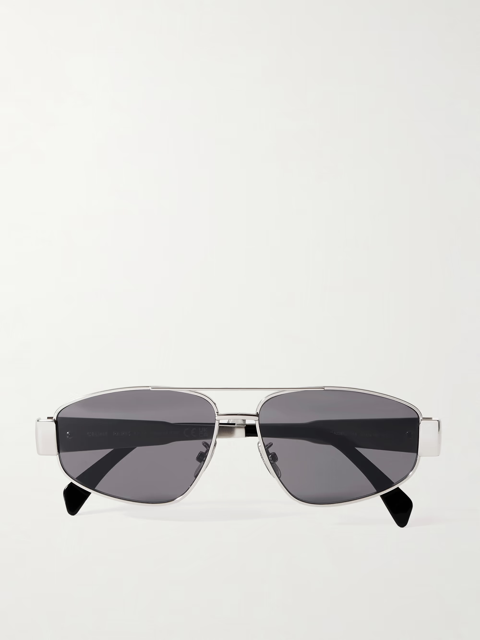 Triomphe aviator-style silver-tone and acetate sunglasses | NET-A-PORTER (UK & EU)