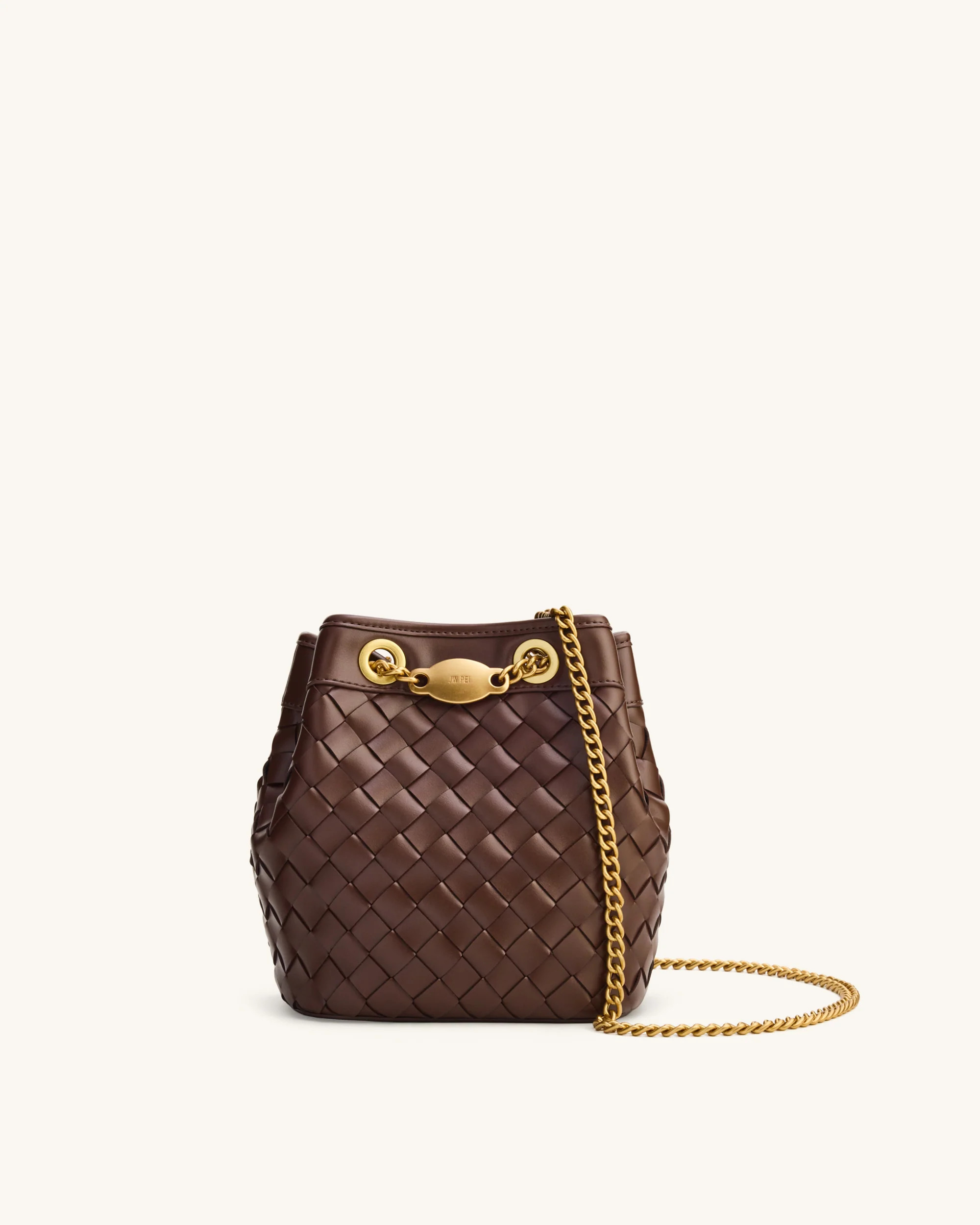 Yara Hand-Woven Bucket Bag - Dark Brown | JW PEI US