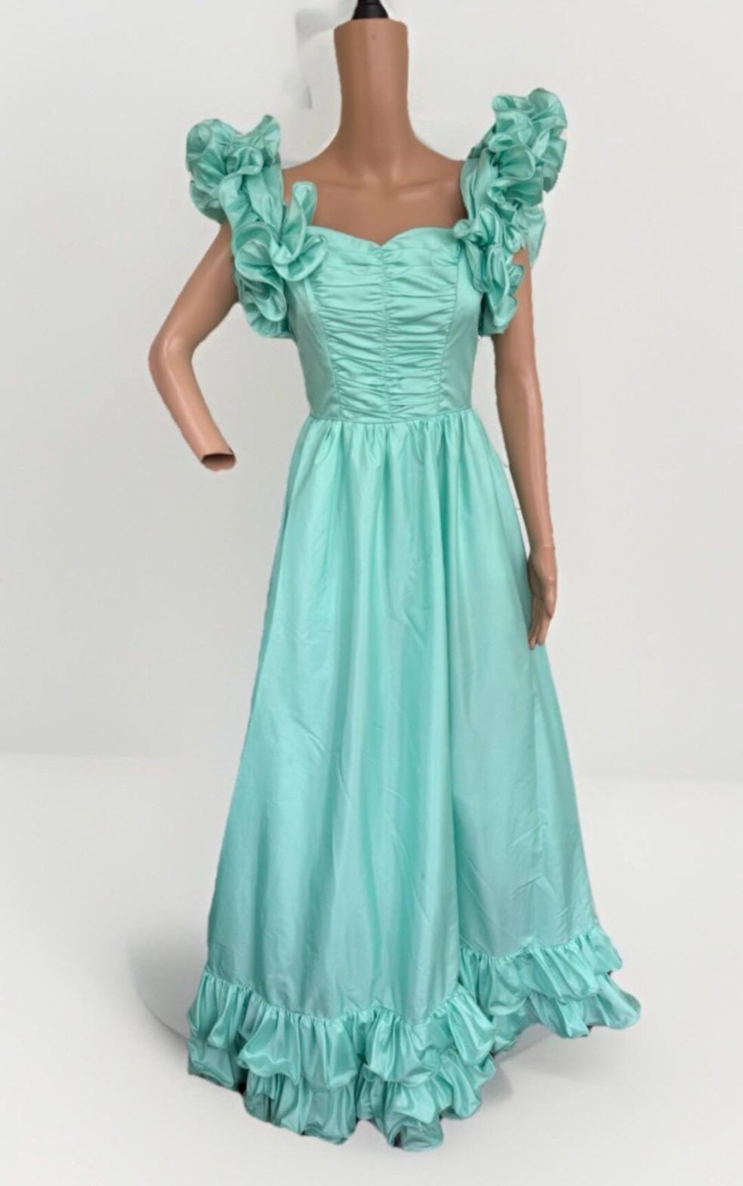 Vintage 80s Prom Dress Seafoam Green Gown Formal Bridesmaid Romantic XS - Etsy | Etsy (US)