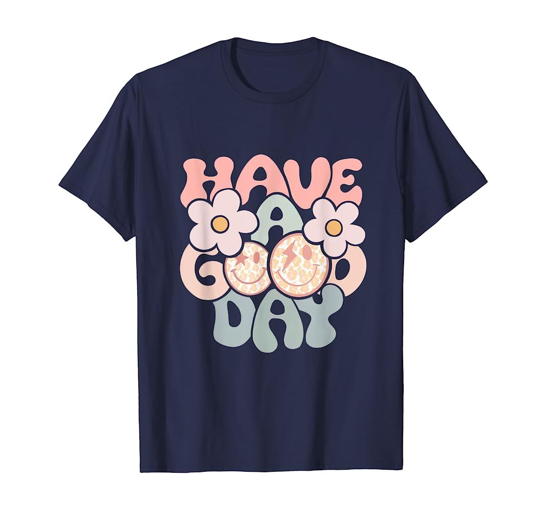 Have a Good Day Retro Smiley Face and Flower Aesthetic T-Shirt | Amazon (US)
